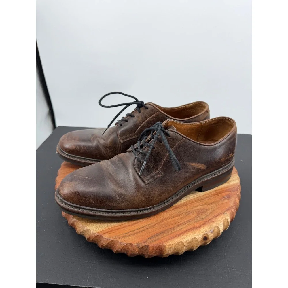 Frye James Lug Oxford Shoes Mens 11 D Dark Brown Leather Distressed Derby
